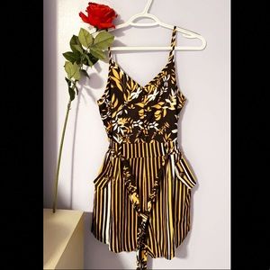 Gold and Black Floral Romper